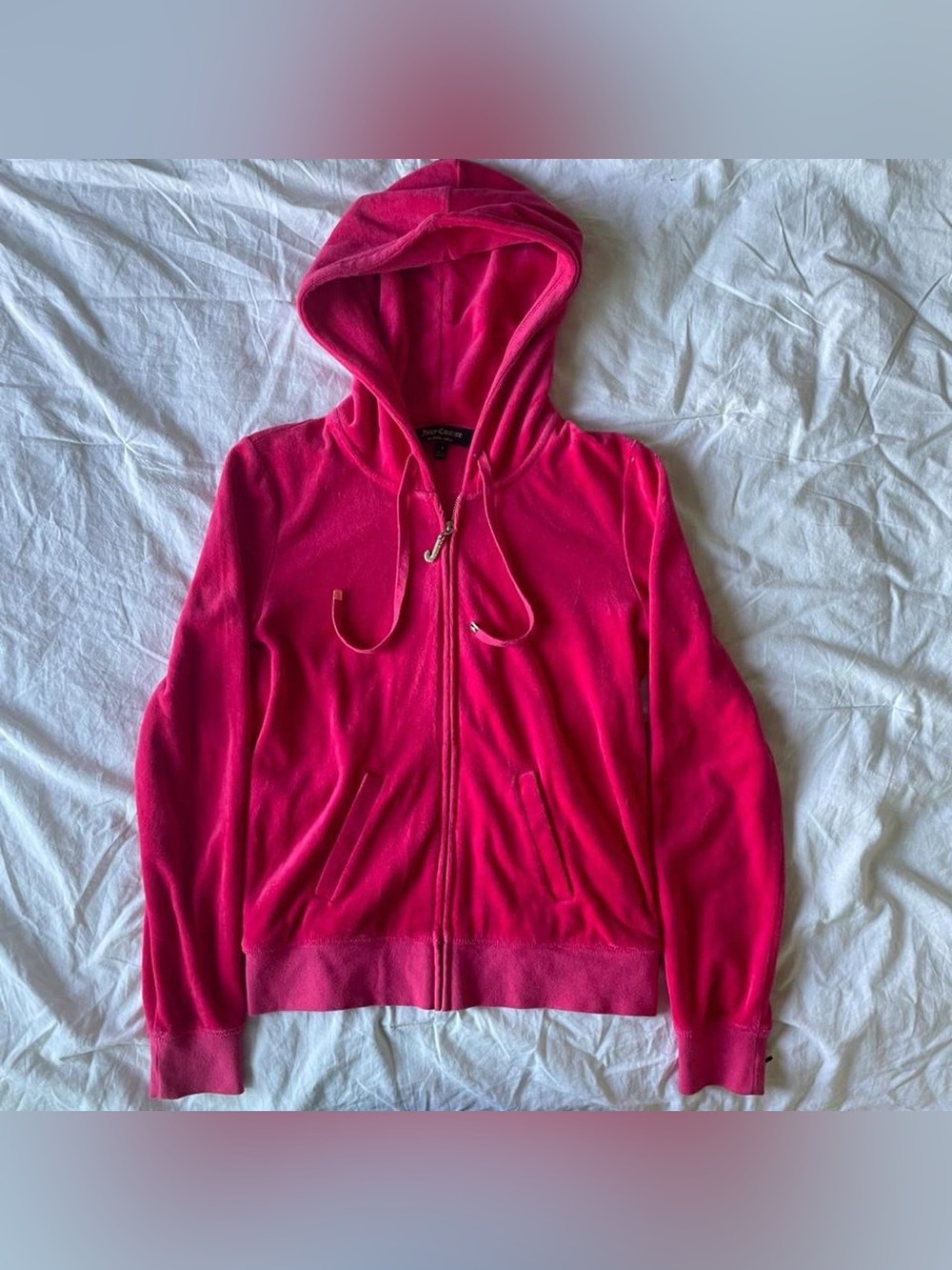 Vintage Y2K Style Hot Pink Juicy Couture velour zip up hoodie